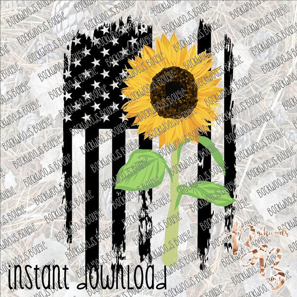 Distressed Flag Sunflower INSTANT DOWNLOAD print file PNG