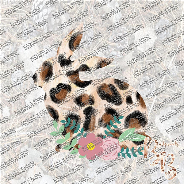 Easter Bunny Leopard Floral Swag SUBLIMATION Transfer READY to PRESS