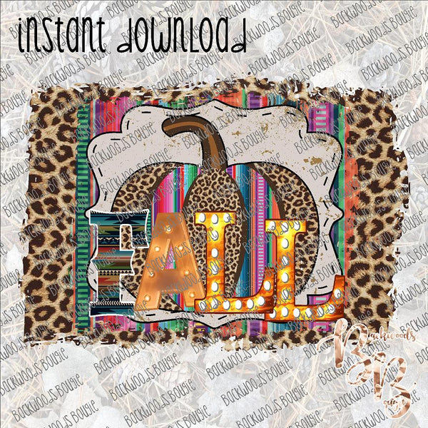 Fall Serape and Leopard Pumpkin INSTANT DOWNLOAD print file PNG