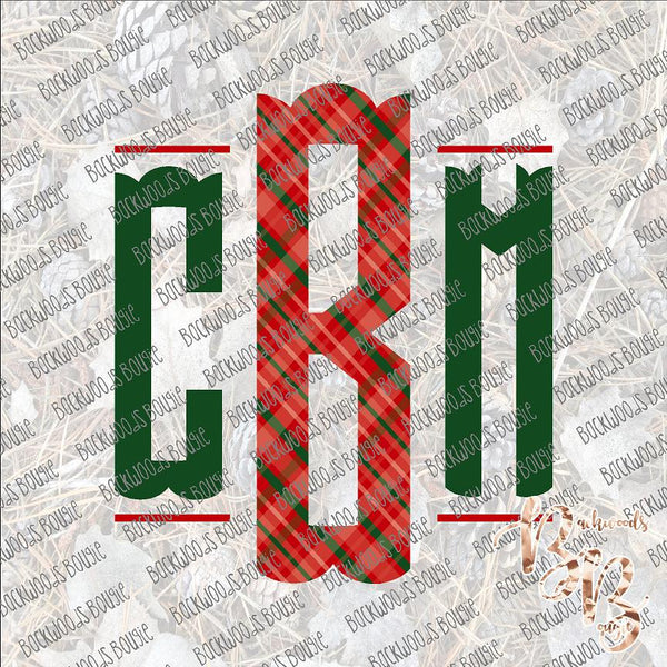 Fish Tail Christmas Plaid Monogram PERSONALIZED SUBLIMATION Transfer READY to PRESS... leave name and color for name in notes to seller