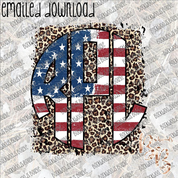 Flag Monogram with Distressed Leopard Background PERSONALIZED DOWNLOAD print file PNG ... leave full name and Monogram (aCb) name in notes to seller
