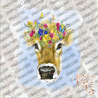 Floral Cow Head SUBLIMATION Transfer READY to PRESS