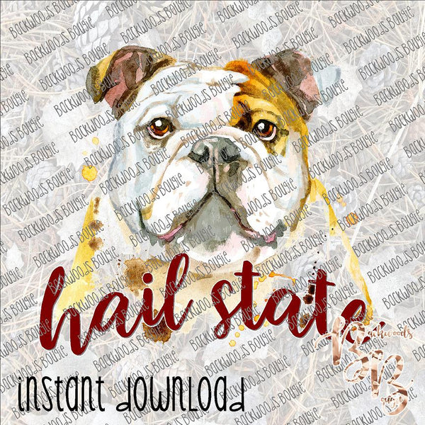 Hail State Bulldog Face INSTANT DOWNLOAD print file PNG