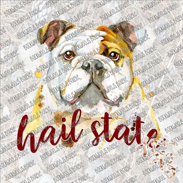 Hail State Bulldog Face SUBLIMATION Transfer READY to PRESS