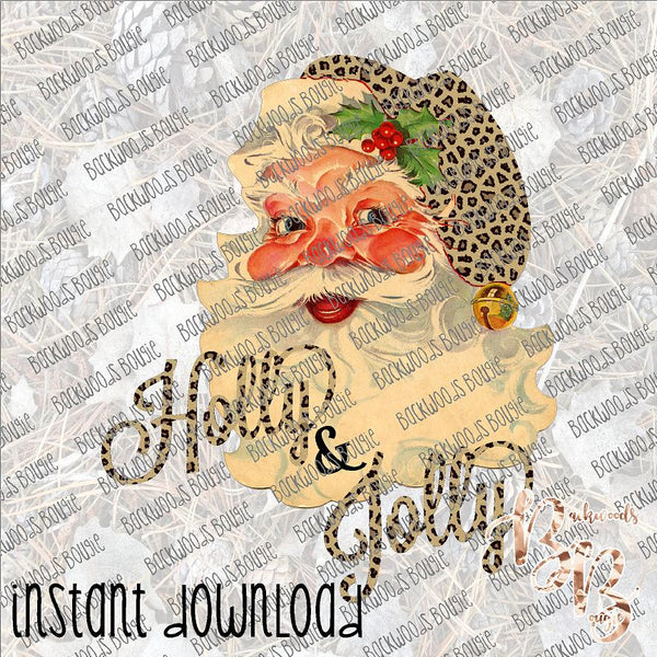 Holly Jolly Santa  INSTANT DOWNLOAD print file PNG