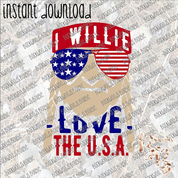 I Willie Love the USA 2 INSTANT DOWNLOAD print file PNG