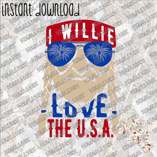 I Willie Love the USA INSTANT DOWNLOAD print file PNG