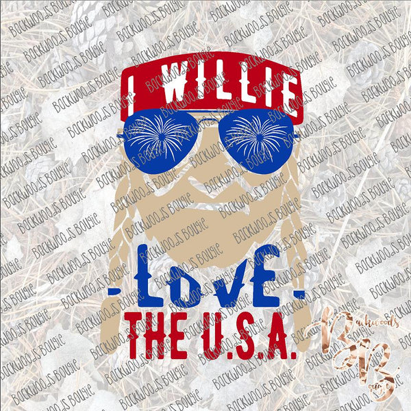 I Willie Love the USA SUBLIMATION Transfer READY to PRESS