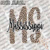 Leopard MS Mississippi INSTANT DOWNLOAD print file PNG