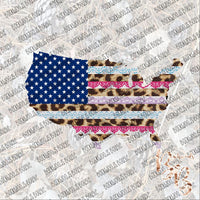 Leopard & Lace USA SUBLIMATION Transfer READY to PRESS