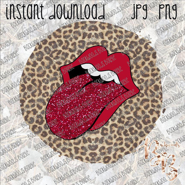 Leopard print with Lips and Tongue INSTANT DOWNLOAD print file PNG