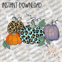 Leopard and Grunge Pumpkins INSTANT DOWNLOAD print file PNG