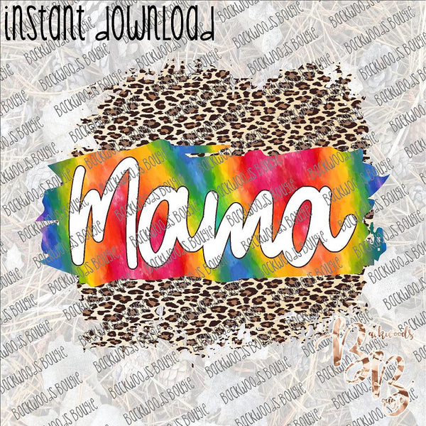 Leopard Distressed Mama INSTANT DOWNLOAD print file PNG