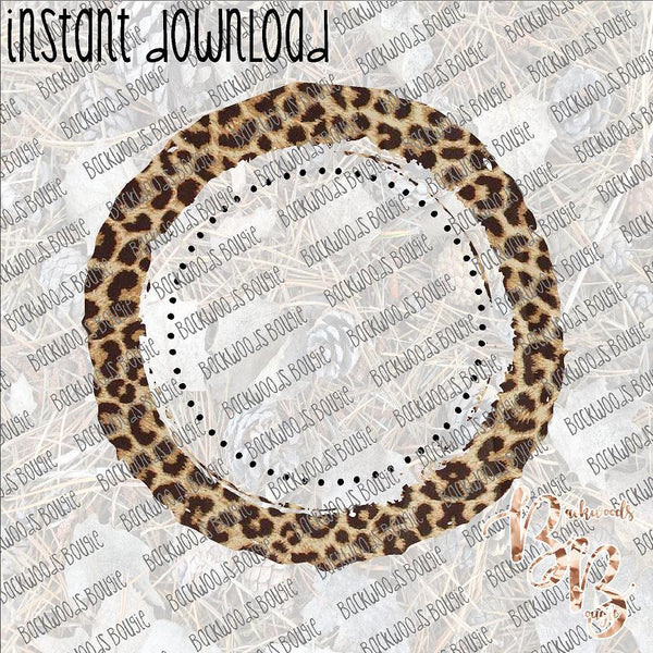 Leopard Distressed Monogram Frame INSTANT DOWNLOAD print file PNG