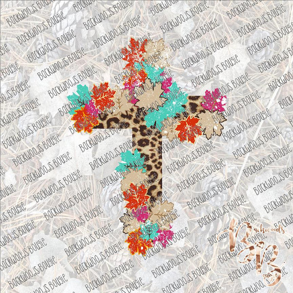 Leopard Fall Cross SUBLIMATION Transfer READY to PRESS