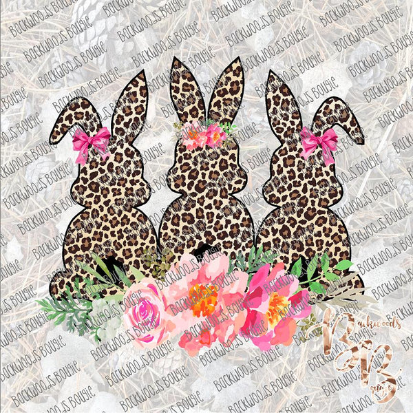 Leopard Floral Bunnies SUBLIMATION Transfer READY to PRESS