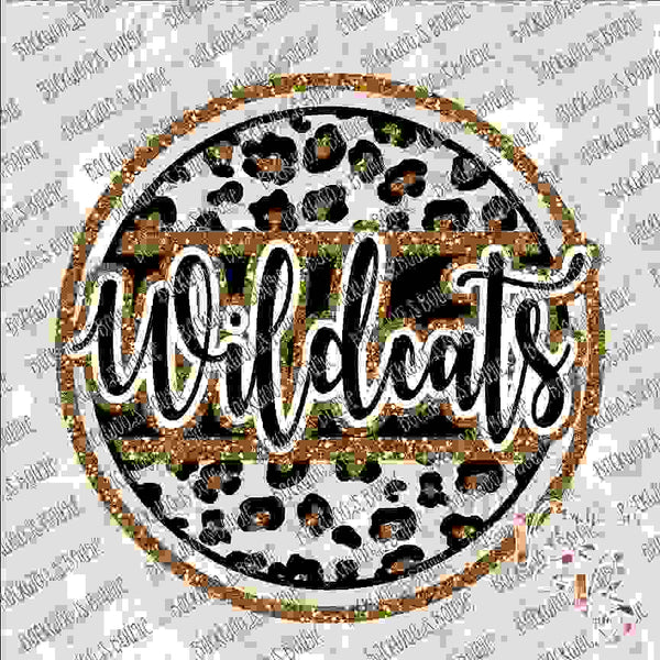 Leopard Glitter Circle Wildcats SUBLIMATION Transfer READY to PRESS