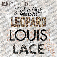 Leopard Louis and Lace INSTANT DOWNLOAD print file PNG