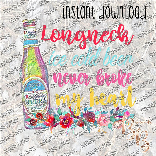 Long Neck Ice Cold Beer (lady) INSTANT DOWNLOAD print file PNG