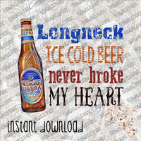 Long Neck Ice Cold Beer (man) INSTANT DOWNLOAD print file PNG