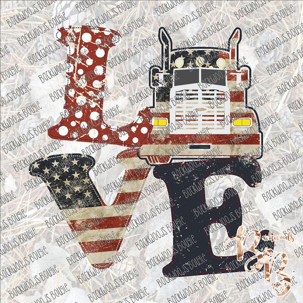 Love Patriotic Truck SUBLIMATION Transfer READY to PRESS