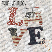 Love Patriotic Jeep INSTANT DOWNLOAD print file PNG