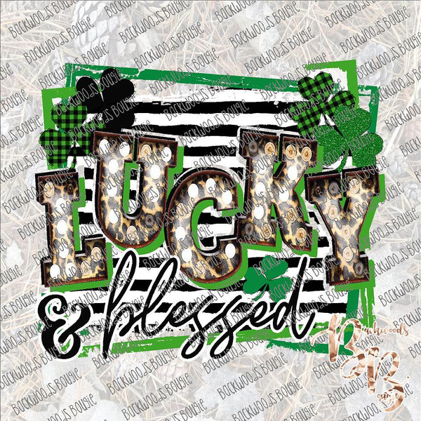 lucky and blessed marque instant download print file png