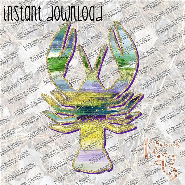 Mardi Gras Crawfish INSTANT DOWNLOAD print file PNG