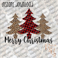 Merry Christmas Trees INSTANT DOWNLOAD print file PNG