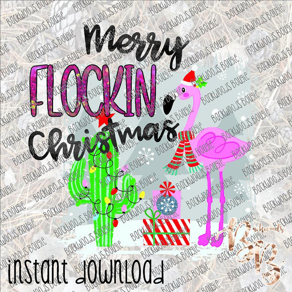 Merry Flockin' Christmas INSTANT DOWNLOAD print file PNG