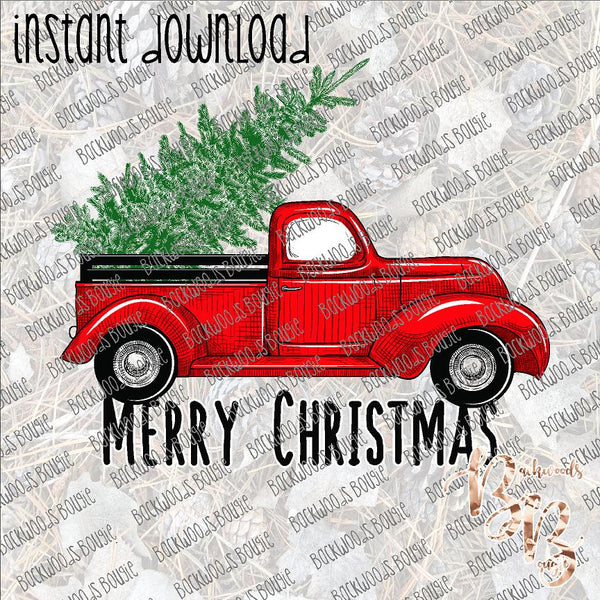 Merry Christmas Truck INSTANT DOWNLOAD print file PNG