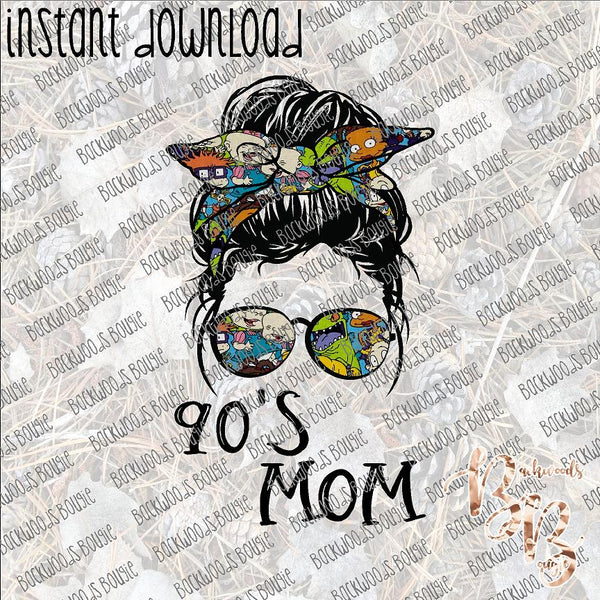 Messy Bun 90s Mom Rugrats INSTANT DOWNLOAD print file PNG