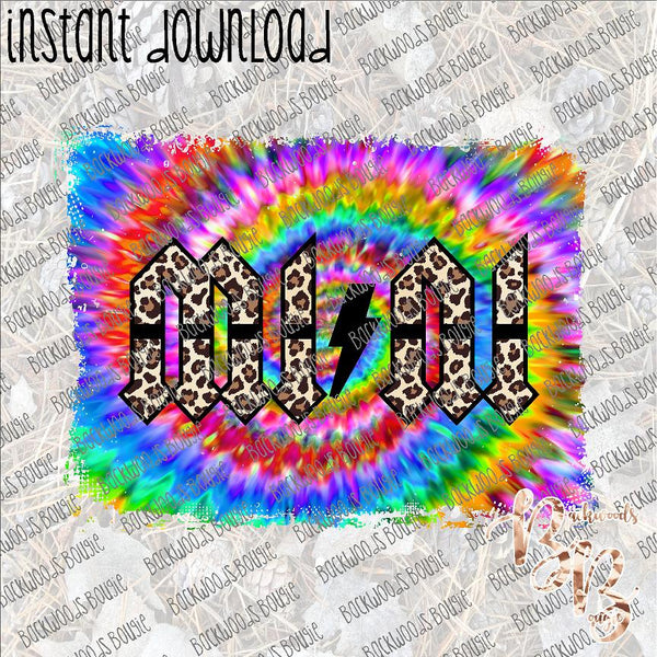 Mini Rock n Roll Leopard with Tie Dye INSTANT DOWNLOAD print file PNG