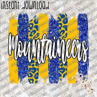 Mountaineers Brushstrokes Blue and Yellow INSTANT DOWNLOAD print file PNG