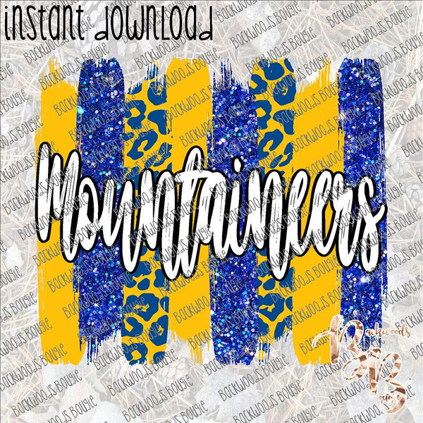 Mountaineers Brushstrokes Blue and Yellow INSTANT DOWNLOAD print file PNG