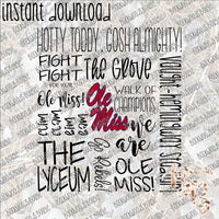 Ole Miss Block Art INSTANT DOWNLOAD print file PNG