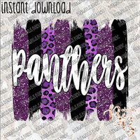 Panthers Brushstrokes Black and Purple INSTANT DOWNLOAD print file PNG