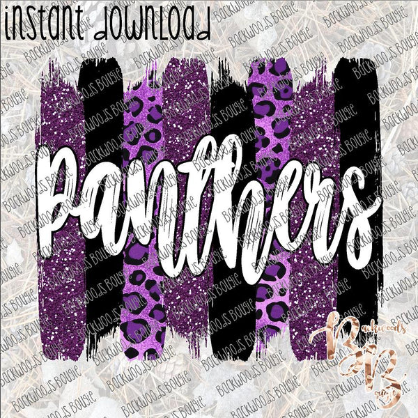 Panthers Brushstrokes Black and Purple INSTANT DOWNLOAD print file PNG