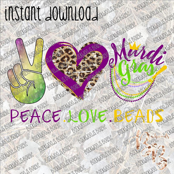 Peace Love Beads INSTANT DOWNLOAD print file PNG