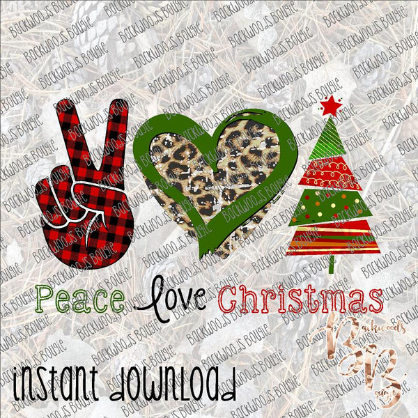 Peace Love Christmas INSTANT DOWNLOAD print file PNG