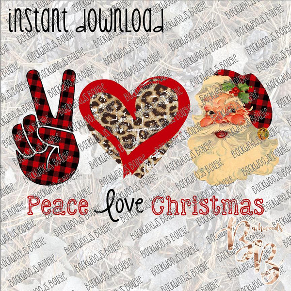 Peace Love Christmas Santa  INSTANT DOWNLOAD print file PNG