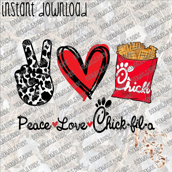 Peace Love Chick-fil-a Waffle Fries INSTANT DOWNLOAD print file PNG