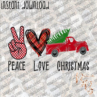 Peace Love Christmas Truck INSTANT DOWNLOAD print file PNG