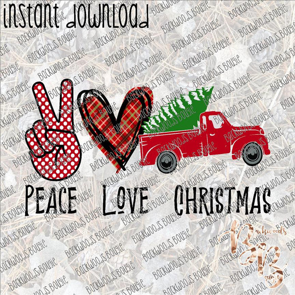 Peace Love Christmas Truck INSTANT DOWNLOAD print file PNG