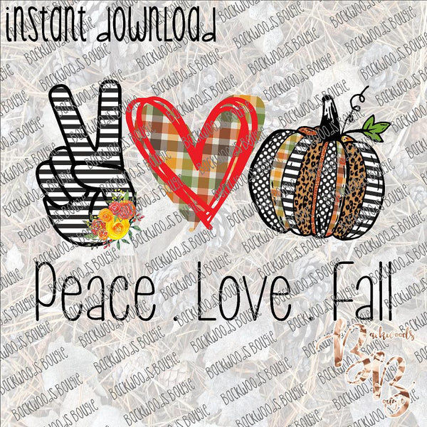 Peace Love Fall INSTANT DOWNLOAD print file PNG