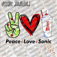 Peace Love Sonic INSTANT DOWNLOAD print file PNG