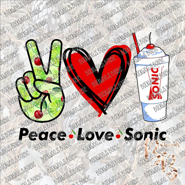 Peace Love Sonic SUBLIMATION Transfer READY to PRESS