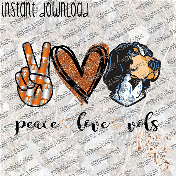 Peace Love Vols INSTANT DOWNLOAD print file PNG