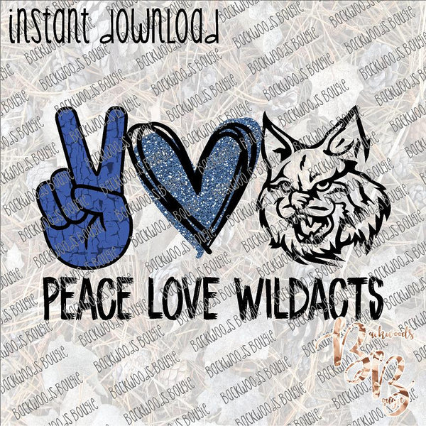 Peace Love Wildcats INSTANT DOWNLOAD print file PNG