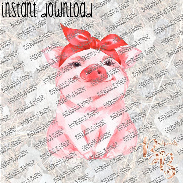 Pig in a Head Scarf 2 INSTANT DOWNLOAD print file PNG